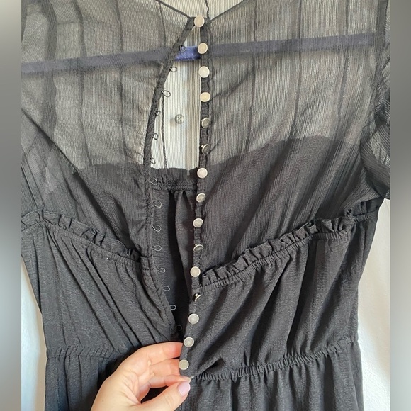 PAMELA LOVE M MAXI DRESS BLACK SHEER
VICTORIAN ADAMS LONG SLEEVE PUNK GOTH
ROCK - Picture 2 of 11